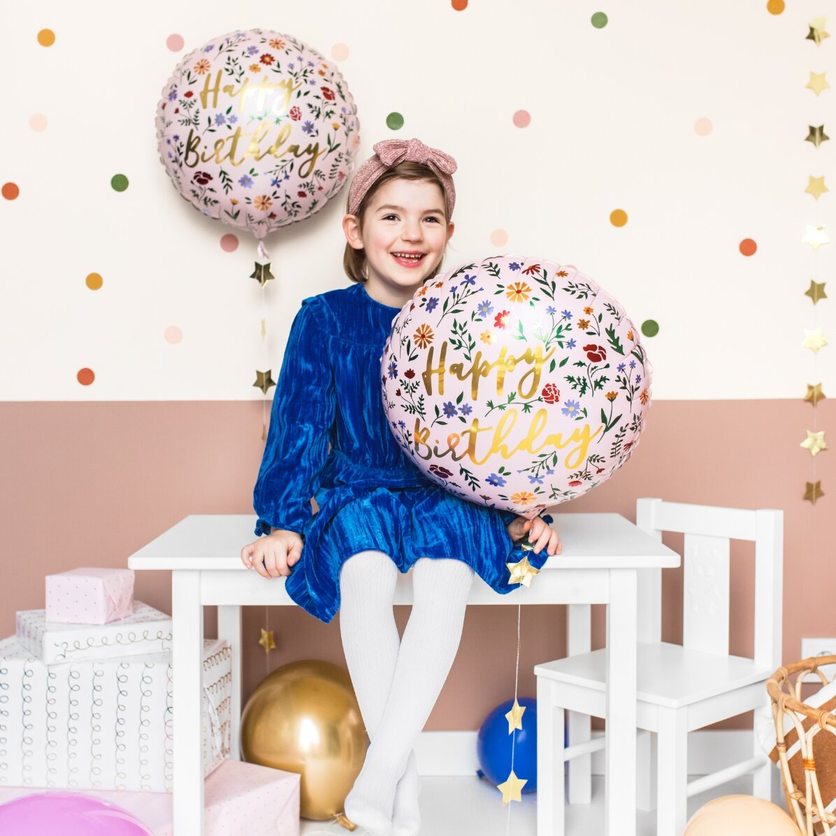 Balónek – Happy Birthday Flowers