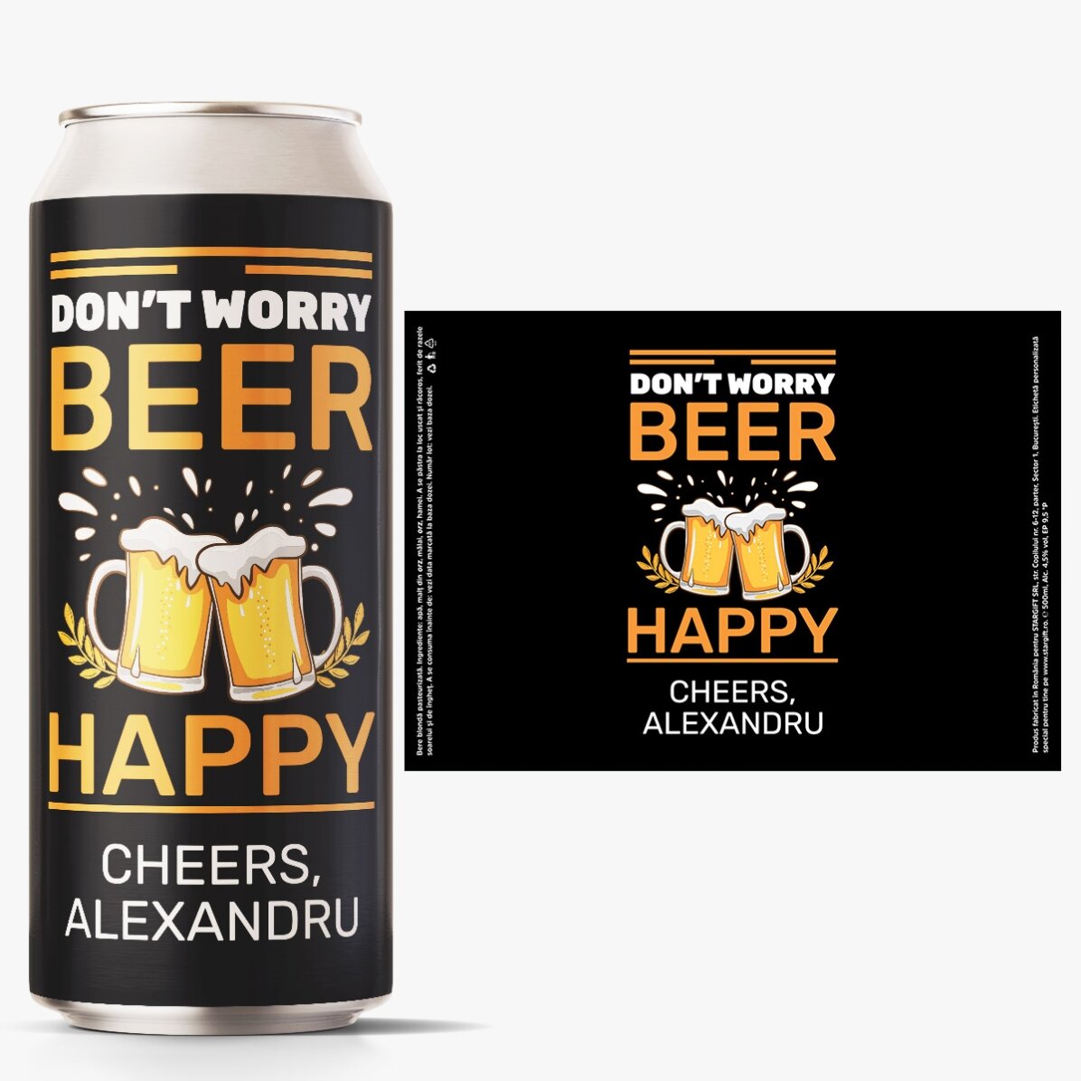 Pivo v plechovce s vlastním textem – Na zdraví!