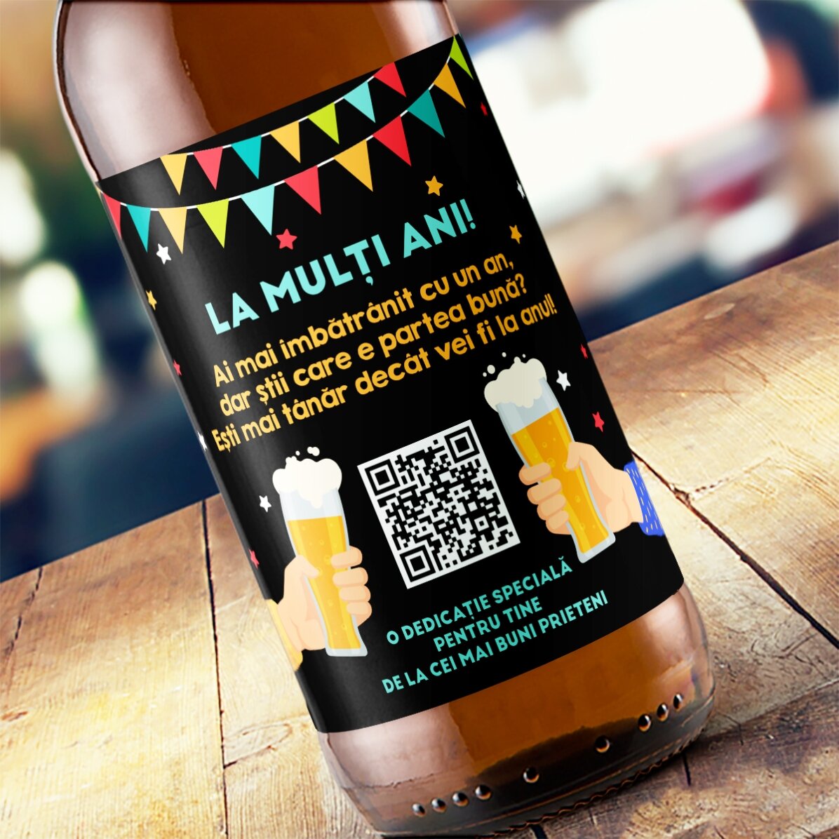 Pivo s vlastním potiskem, QR kódem a textem – Happy Birthday