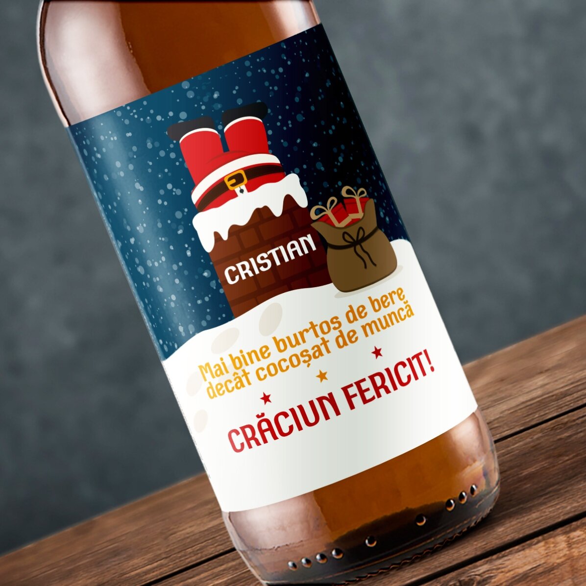 Pivo s vlastním textem – Santa Claus na komíně