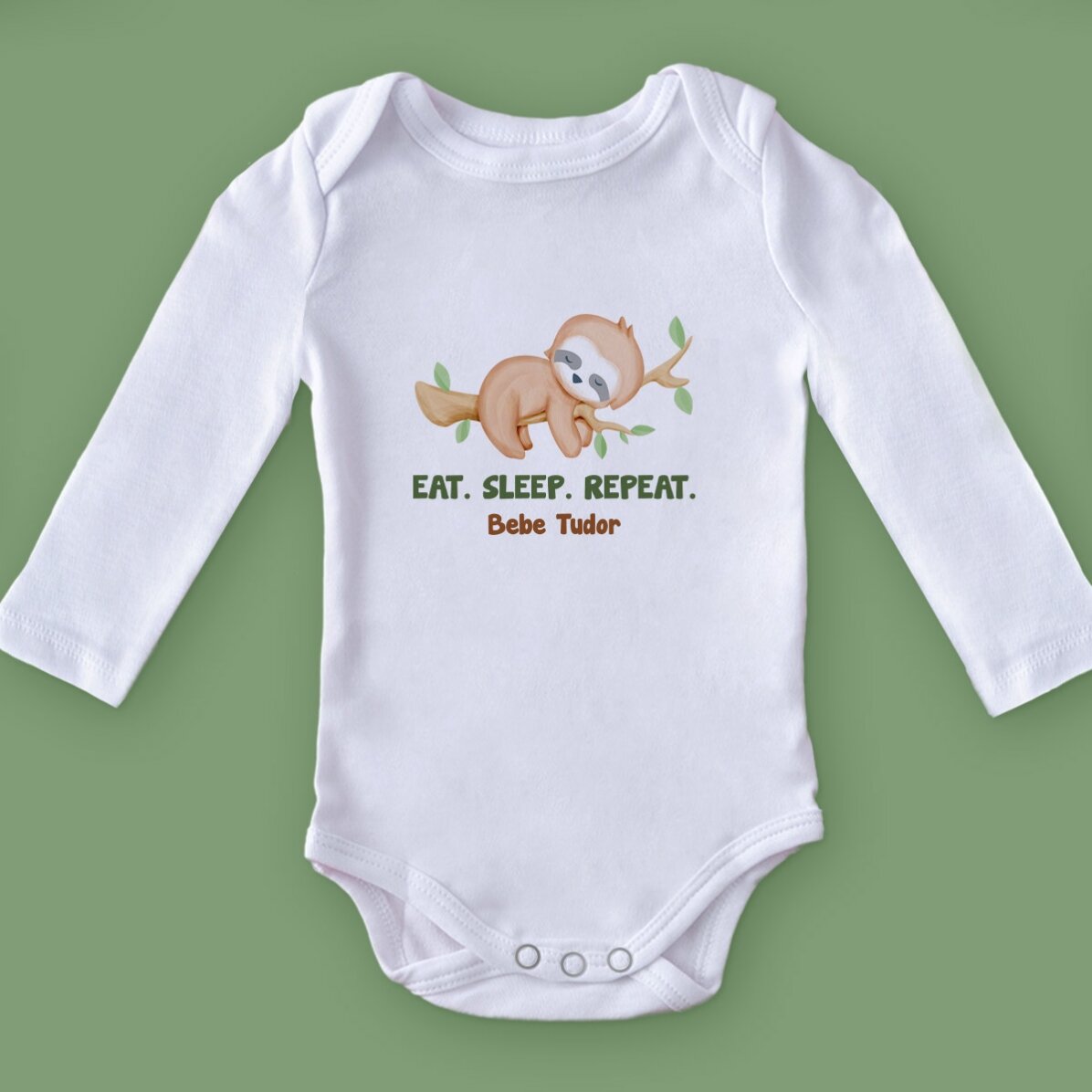 Dětské body s vlastním nápisem – Eat. Sleep. Repeat