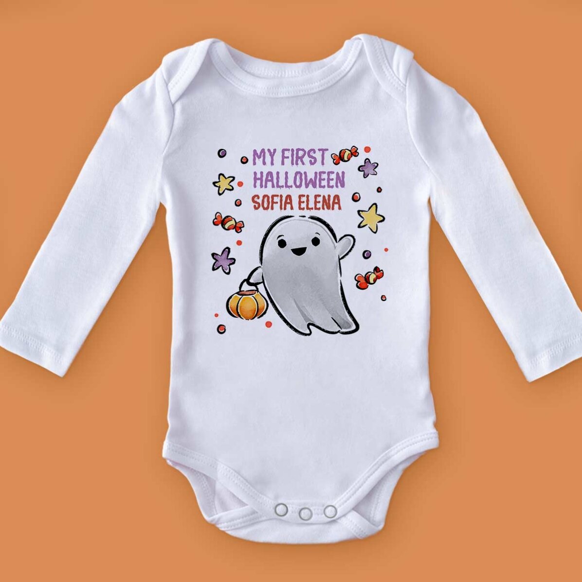 Dětské body s vlastním jménem – První Halloween