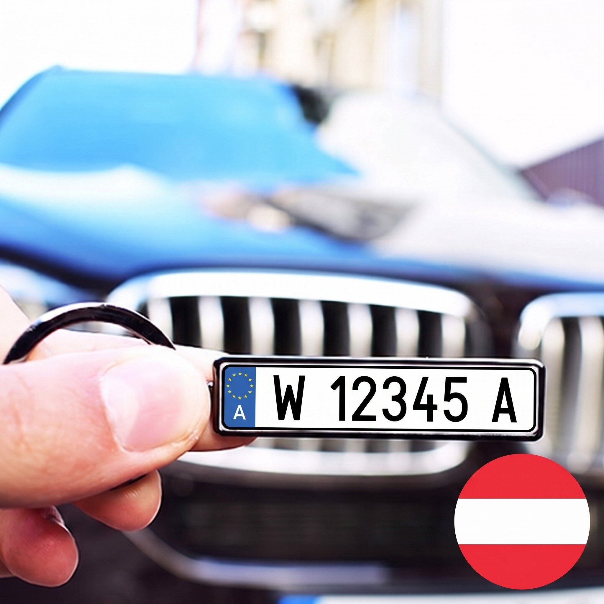 Personalizovaný přívěsek na klíče s rakouskou poznávací značkou