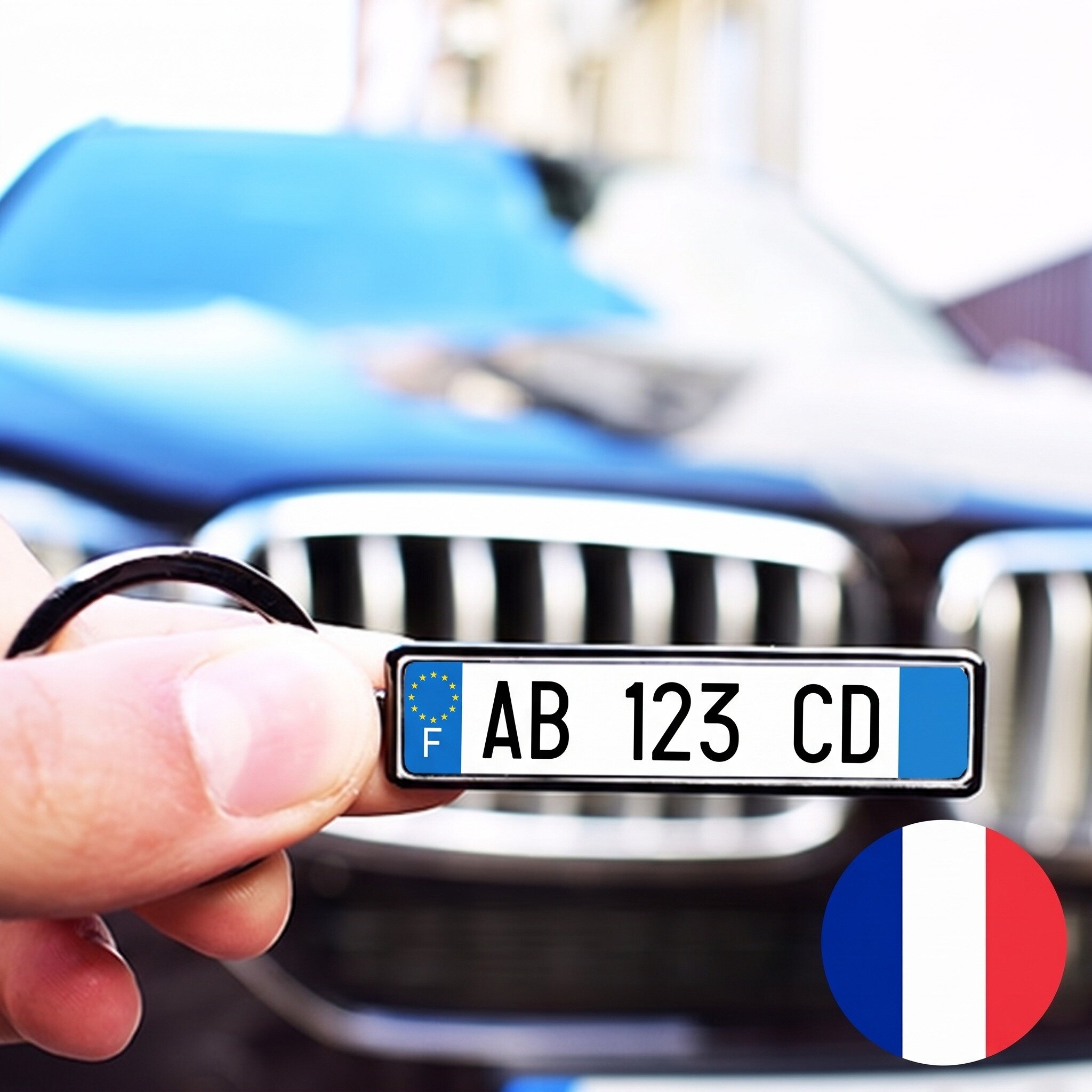 Personalizovaný přívěsek na klíče s francouzskou poznávací značkou