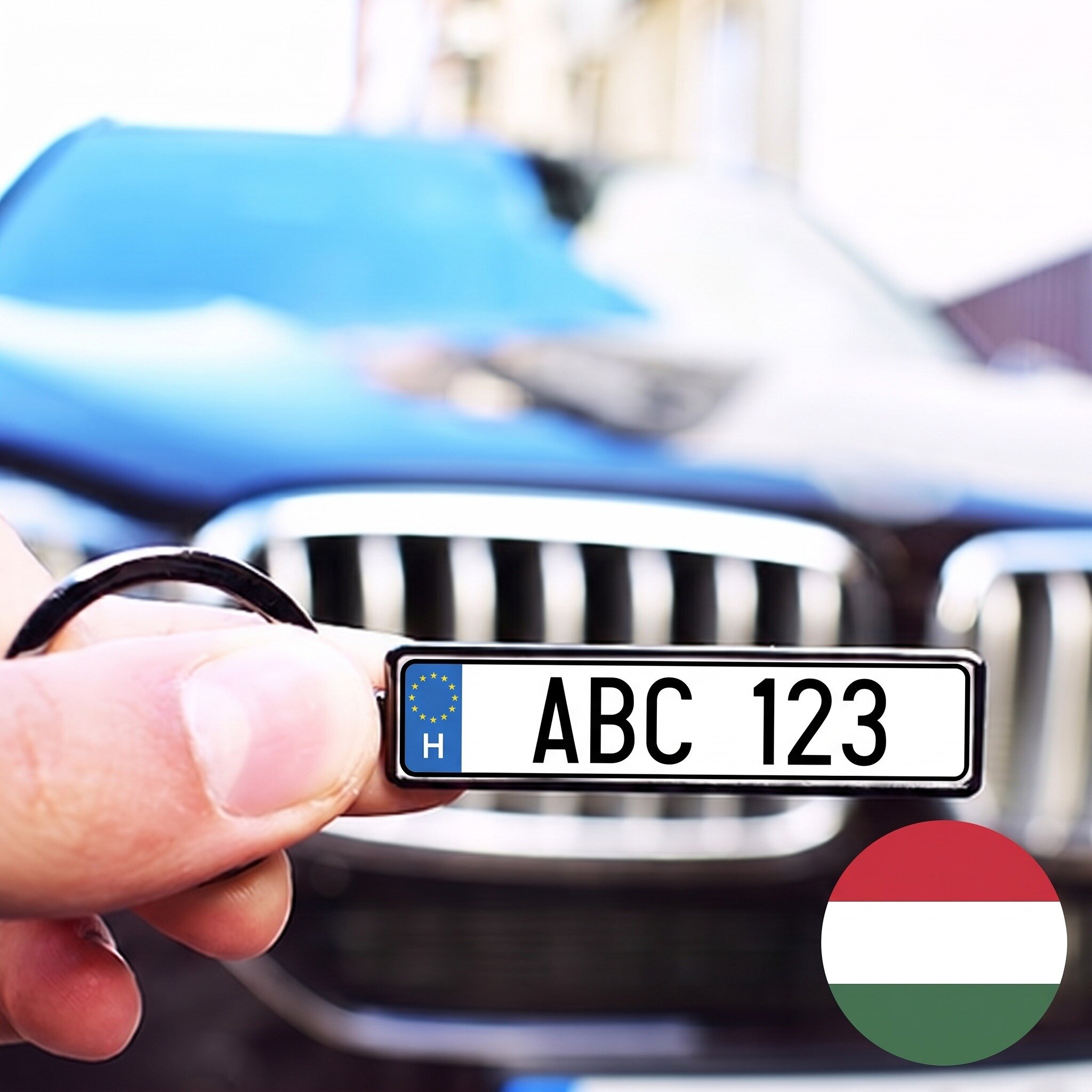 Personalizovaný přívěsek na klíče s maďarskou poznávací značkou