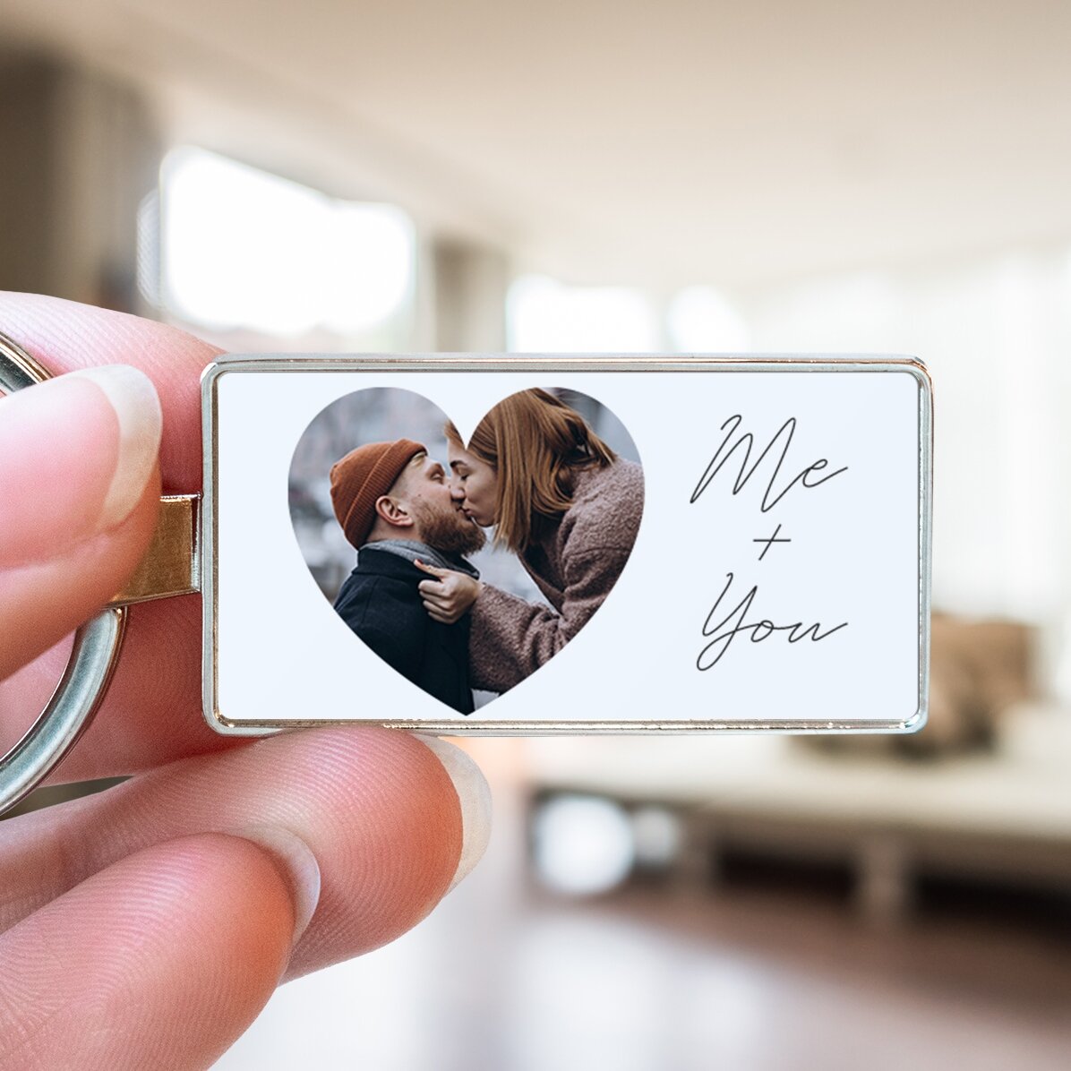 Personalizovaný přívěsek na klíče s textem a fotografií – Heart