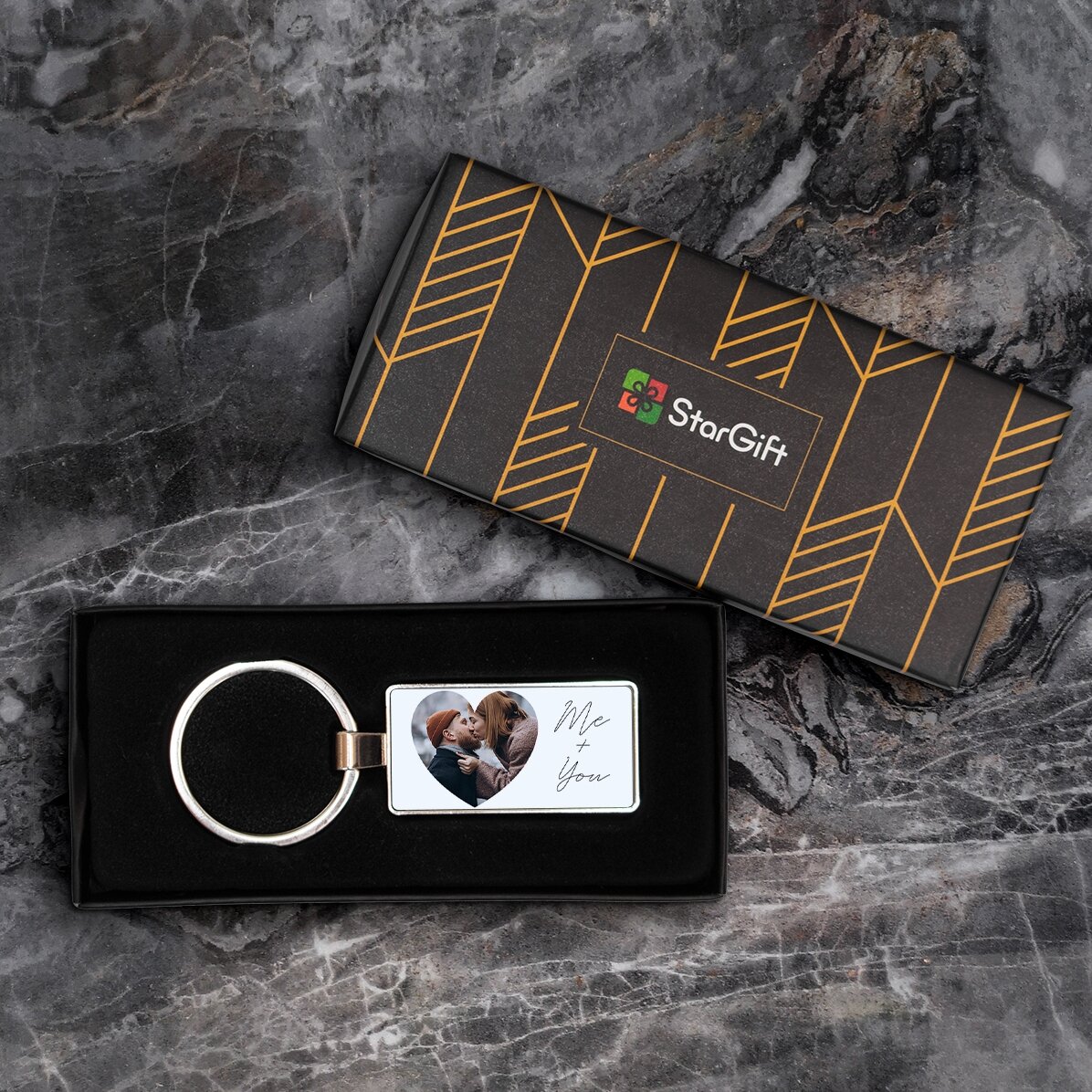 Personalizovaný přívěsek na klíče s textem a fotografií – Heart
