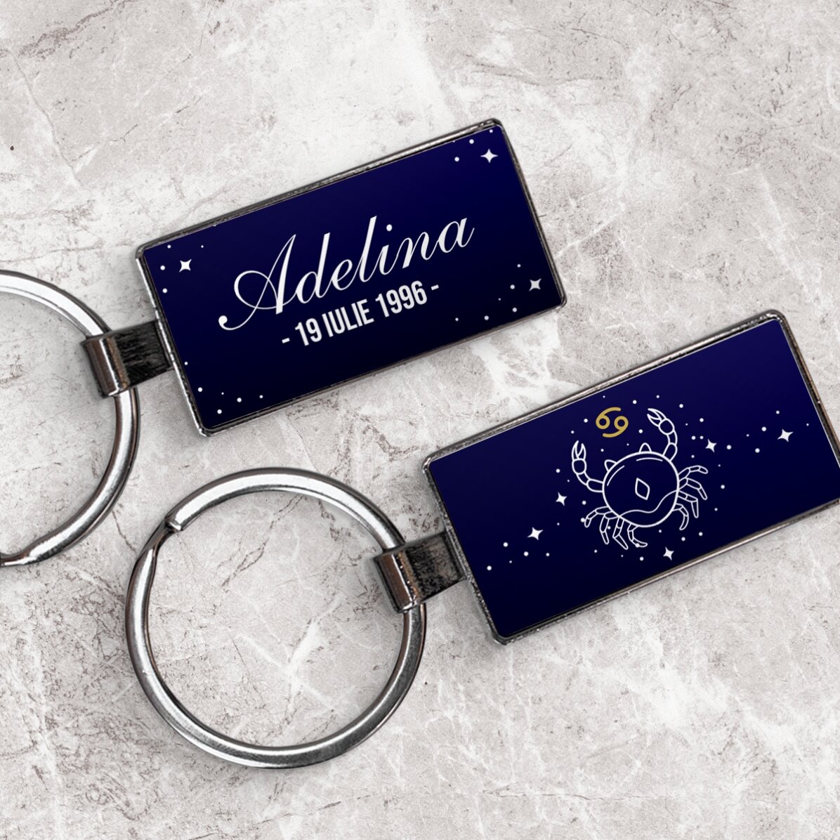 Personalised keyring with text and zodiac sign - Cancer