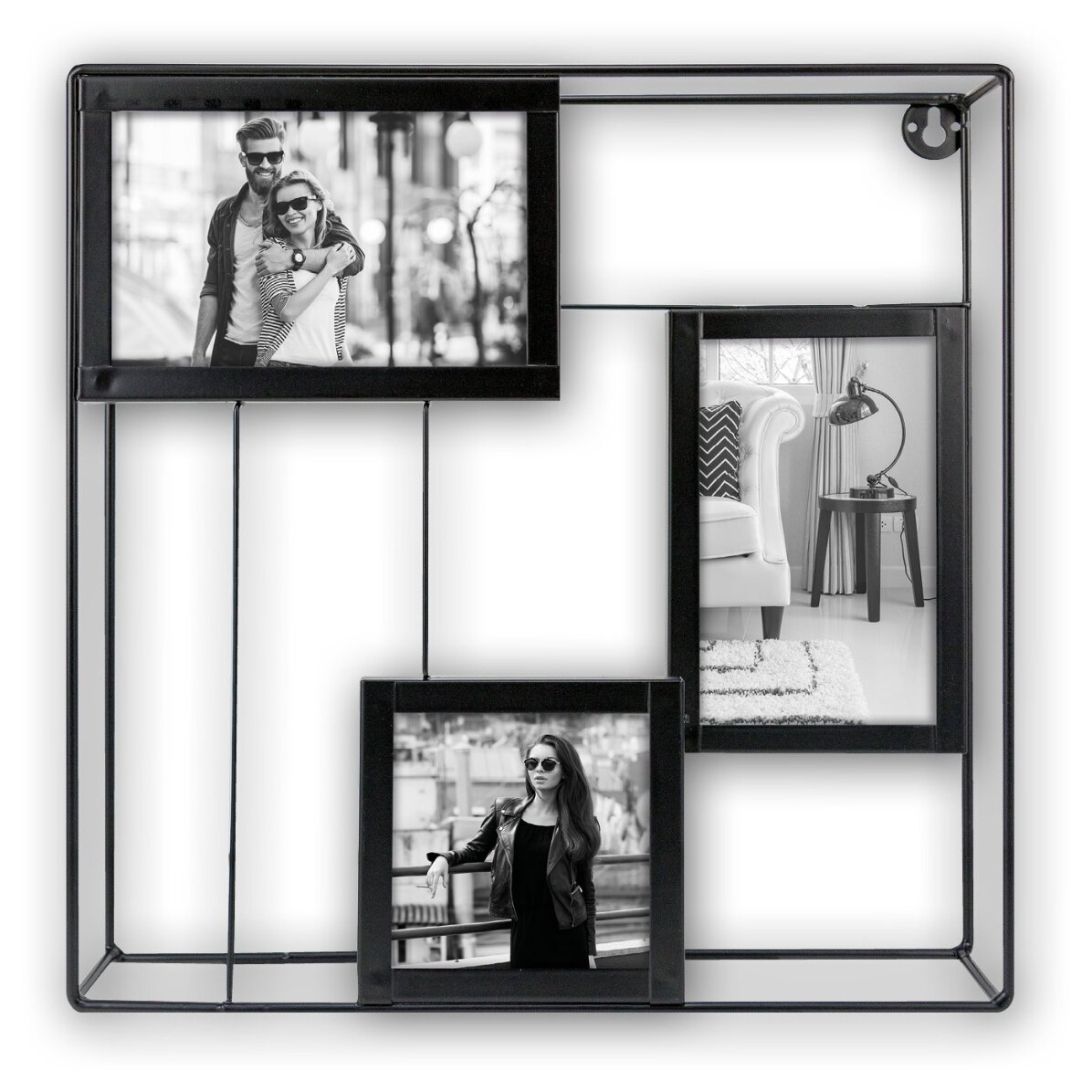 Kovový rámeček na tři fotografie – 30 × 30 cm