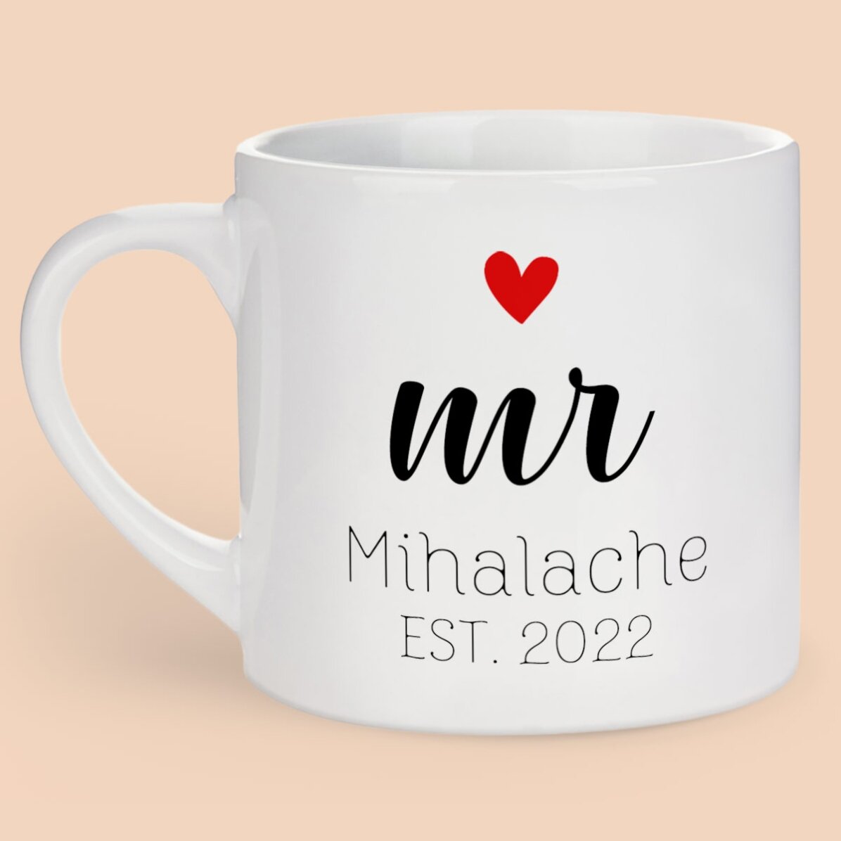 Personalizovaný hrnek na espresso s nápisem – Mrs & Mr
