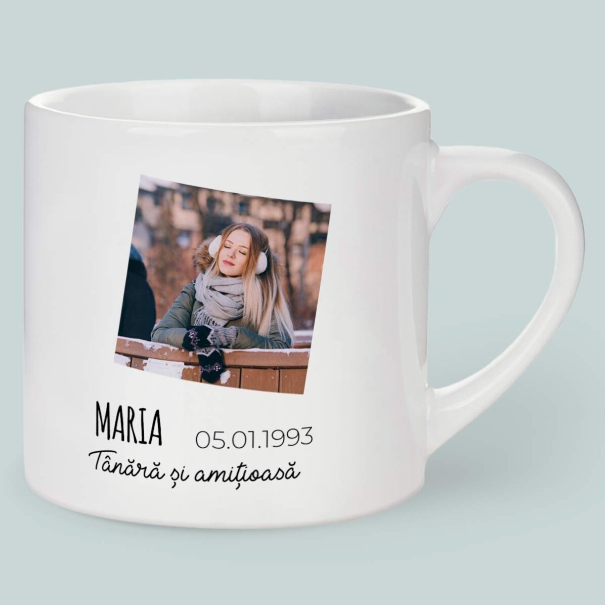 Personalizovaný hrnek na espresso s fotografií a textem – znamení Kozoroha