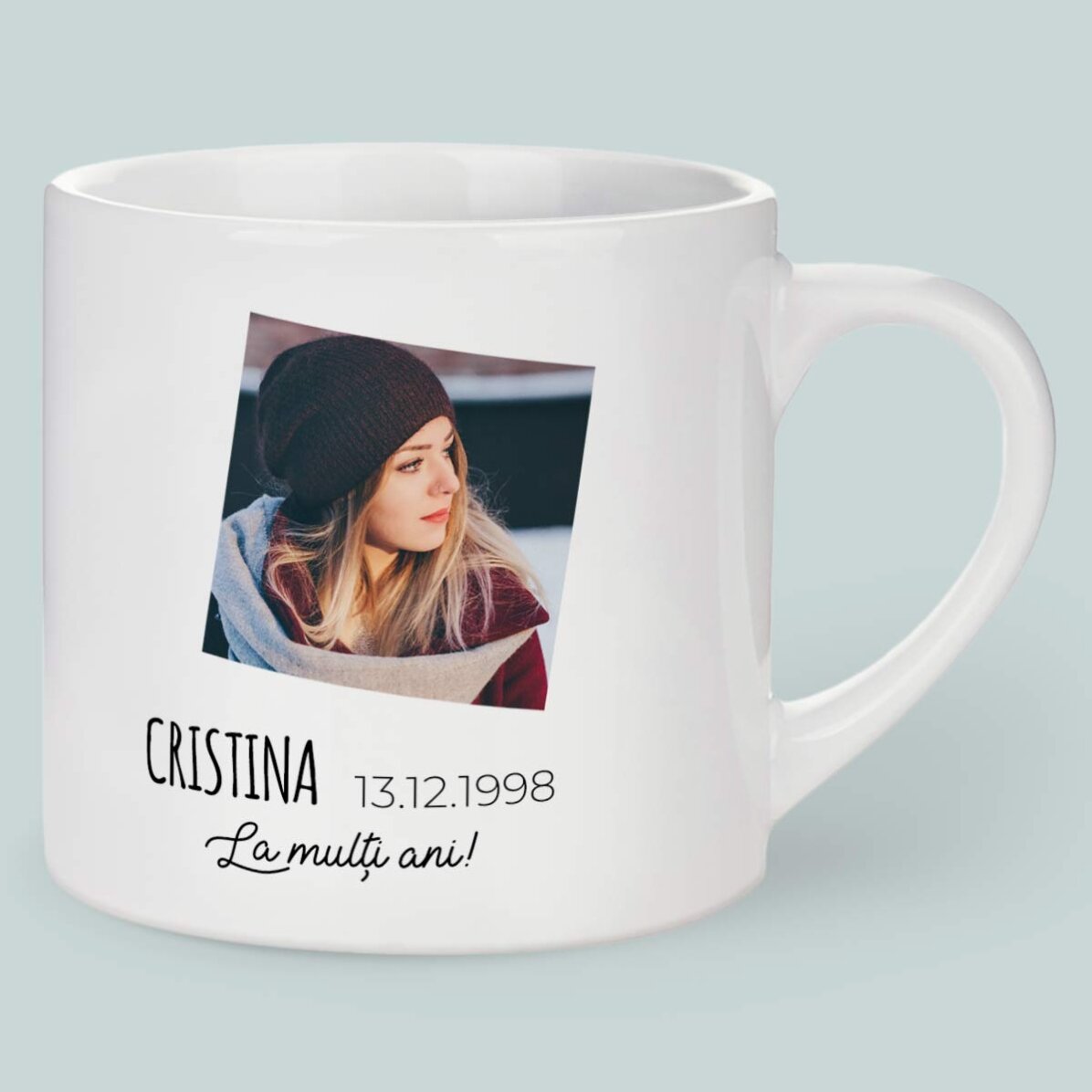 Personalizovaná šálka na espresso s fotografií a textem – znamení Střelce