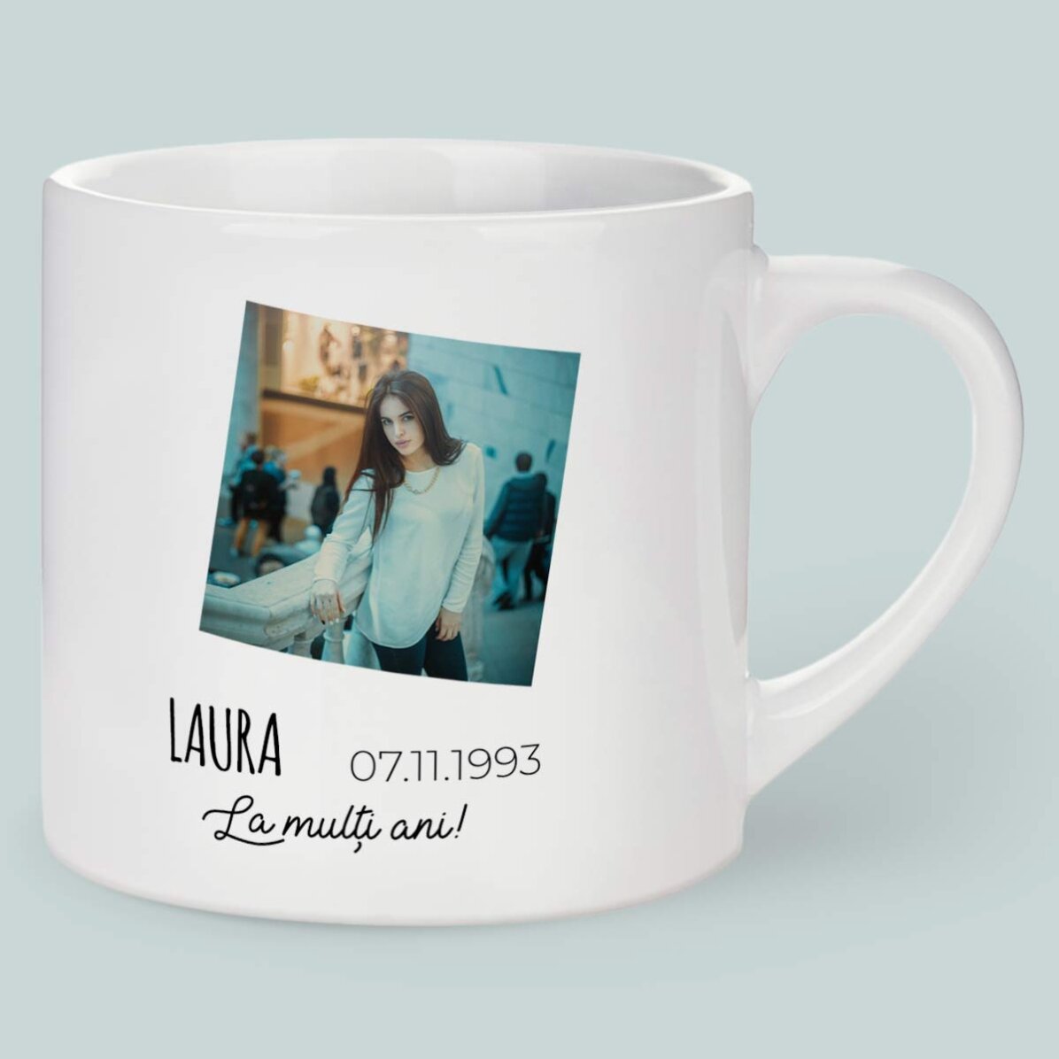 Personalizovaná šálek na espresso s fotografií a textem – znamení Štír