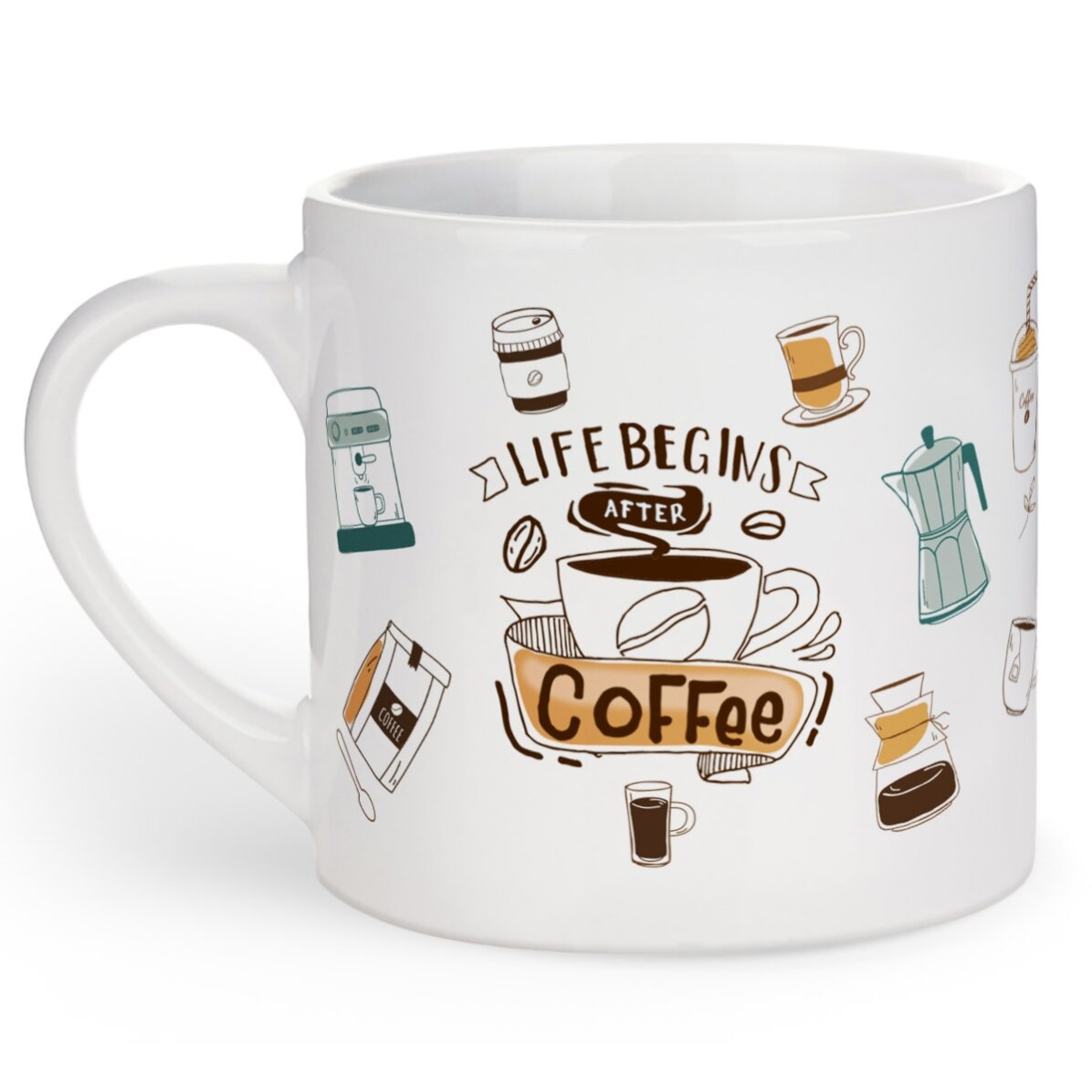 Personalizovaná šálka na espresso s nápisem – Life begins after coffee