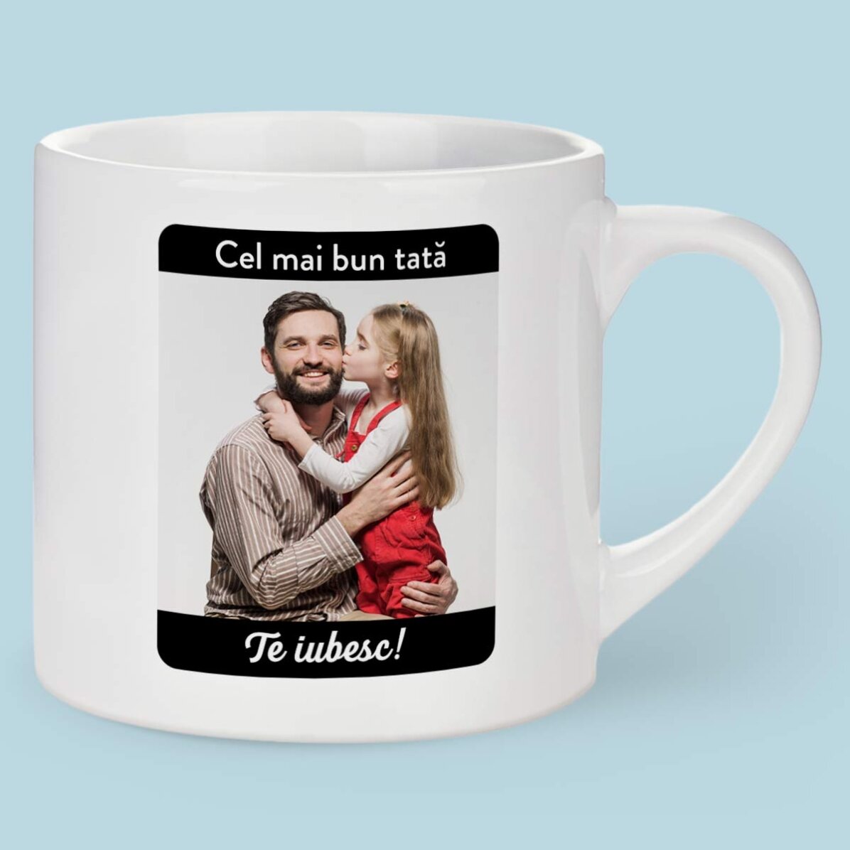 Personalizovaný hrnek na espresso s textem a fotografií – Můj hrdina