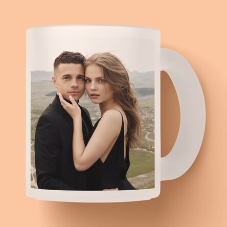Personalizovaný skleněný hrnek s matným povrchem a 2 fotografiemi