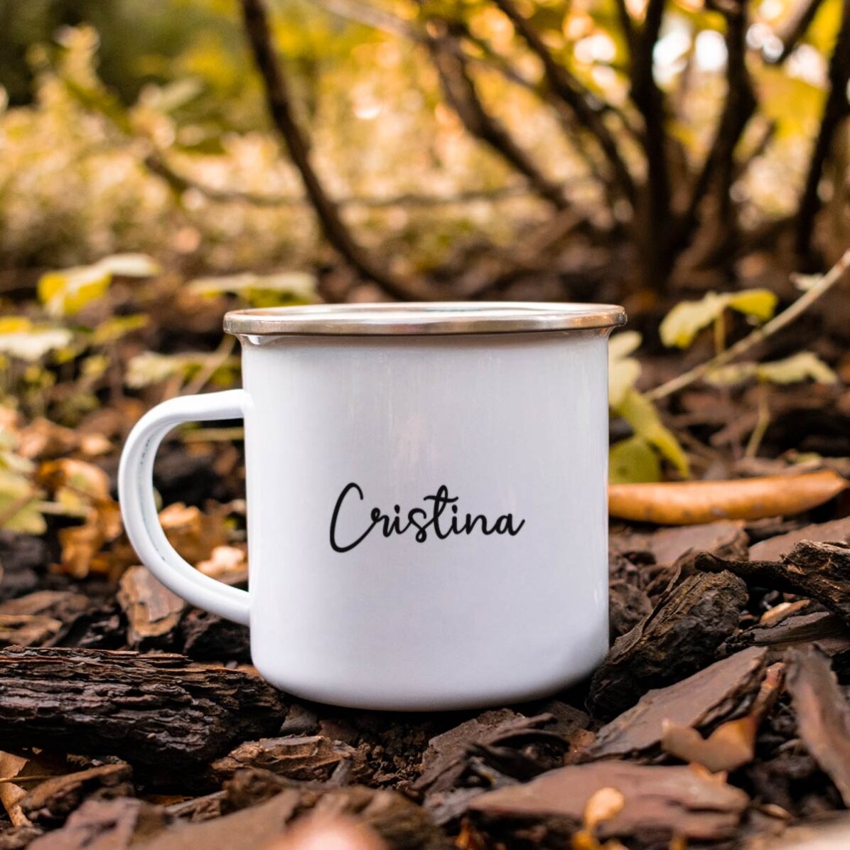 Emalovaná kovová konvice s nápisem – I love fall