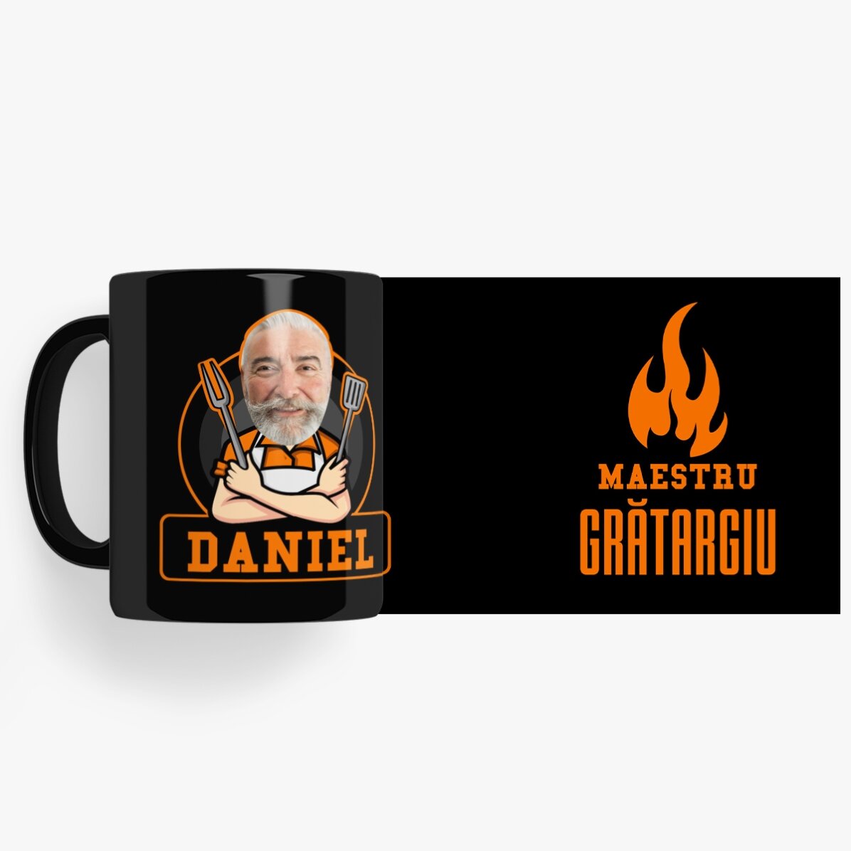 Černý hrnek s vlastním textem pro milovníky grilování