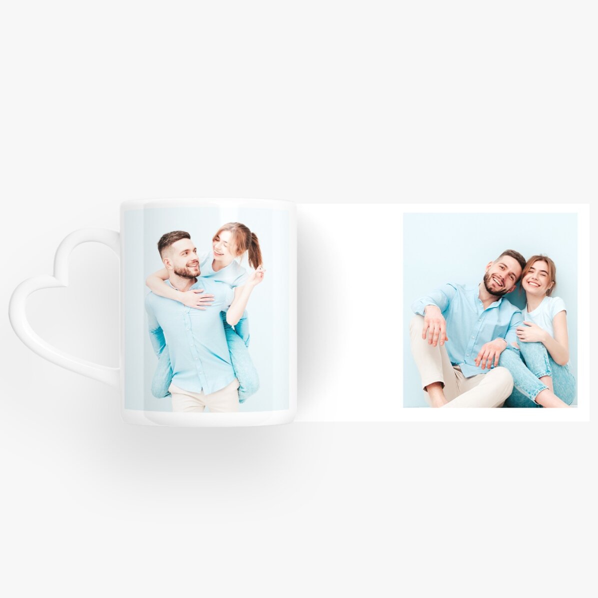 Personalizovaný hrnek se 2 fotografiemi – model s uchem ve tvaru srdce