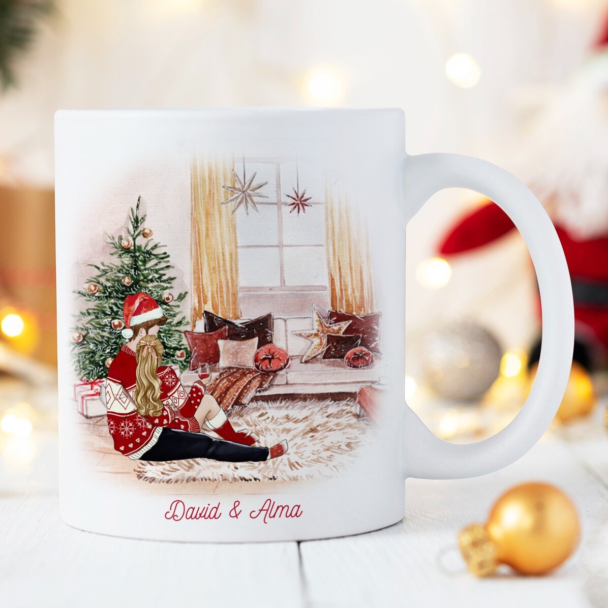 Personalised mug with name and message for couples - Our wonderful Christmas