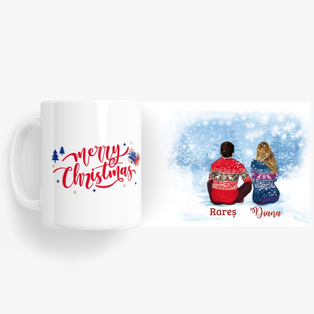 Hrnek s vlastním jménem pro páry – Merry Christmas
