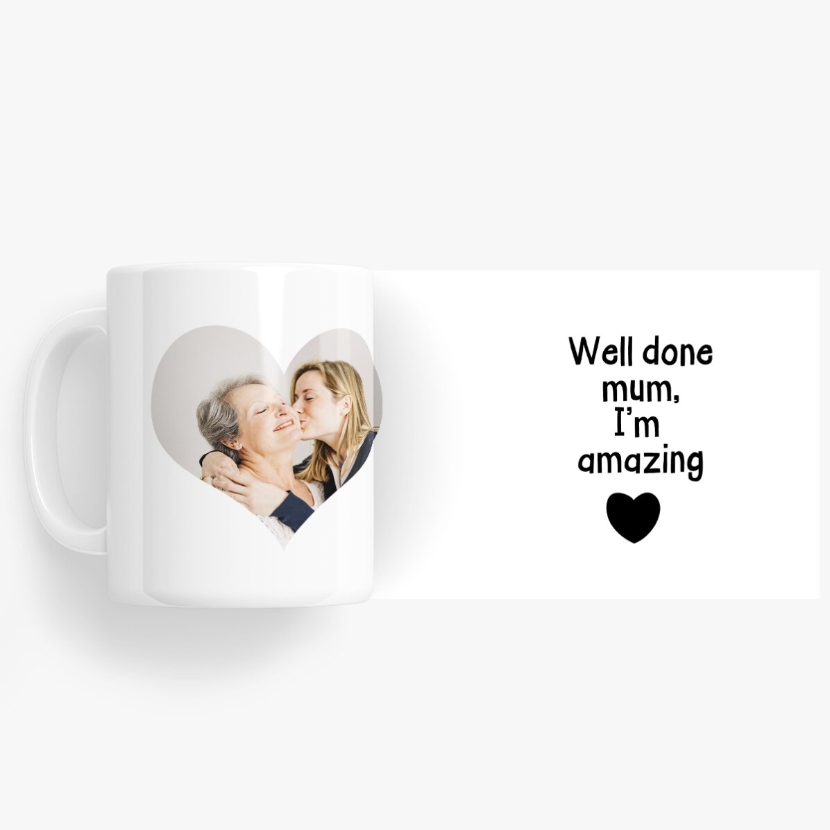 Personalizovaný hrnek s fotografií a textem – „Well done mum“