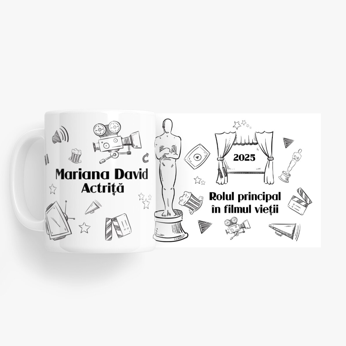 Personalizovaný hrnek s textem pro herce – sada Hand drawn