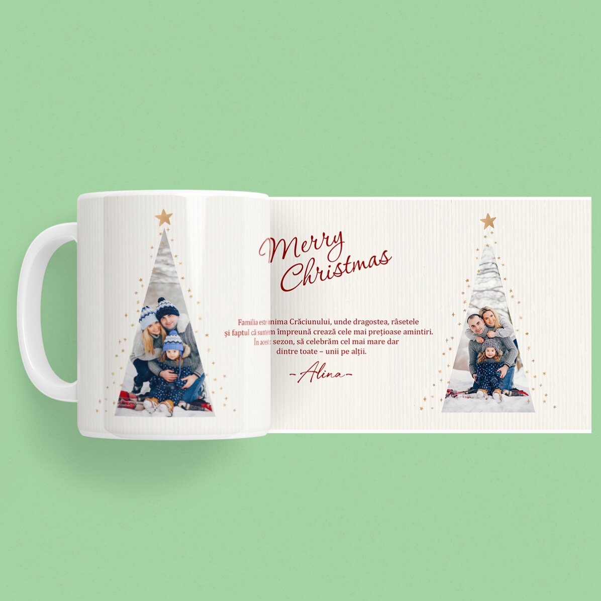 Hrnek s vlastním textem a 2 fotografiemi – Warm Christmas