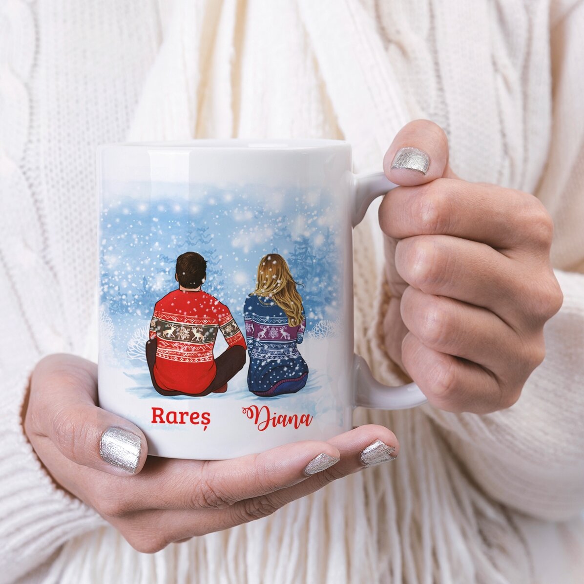 Hrnek s vlastním jménem pro páry – Merry Christmas