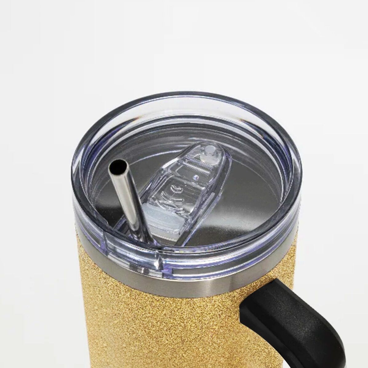 Thermos mug with handle and straw, personalised with name - Basketball