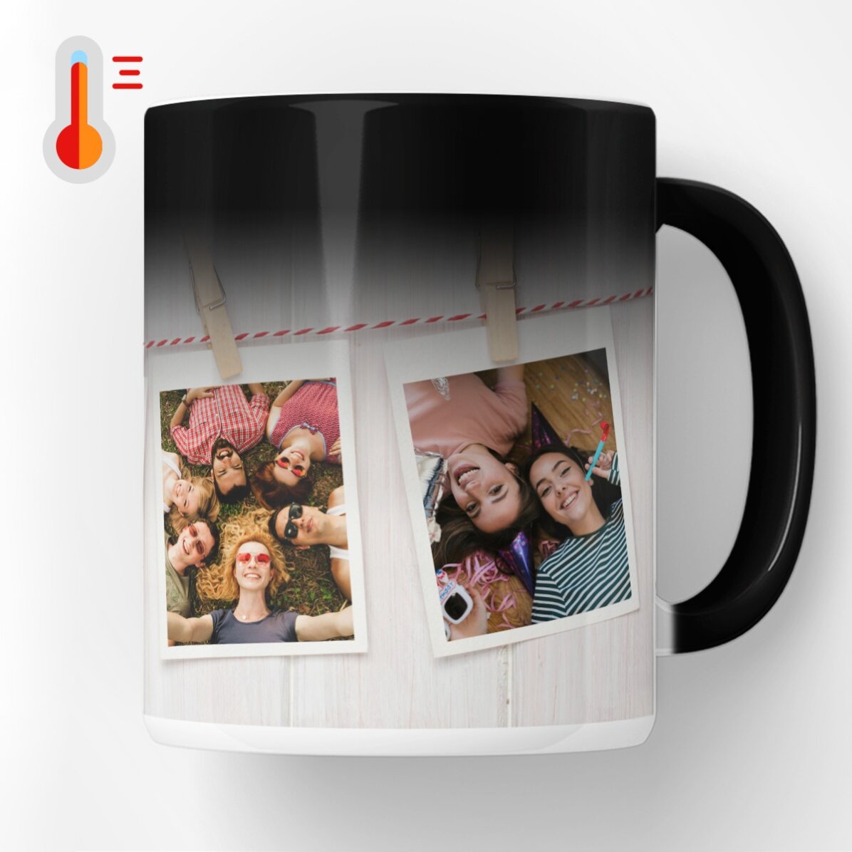 Termocitlivý hrnek s 3 fotografiemi ve stylu Polaroidu na míru