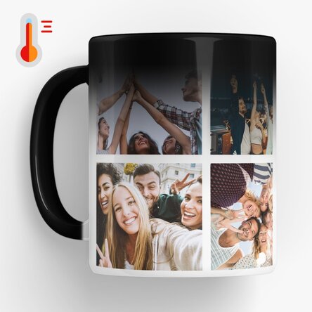 Personalised heat-sensitive mug with 6 photos and message
