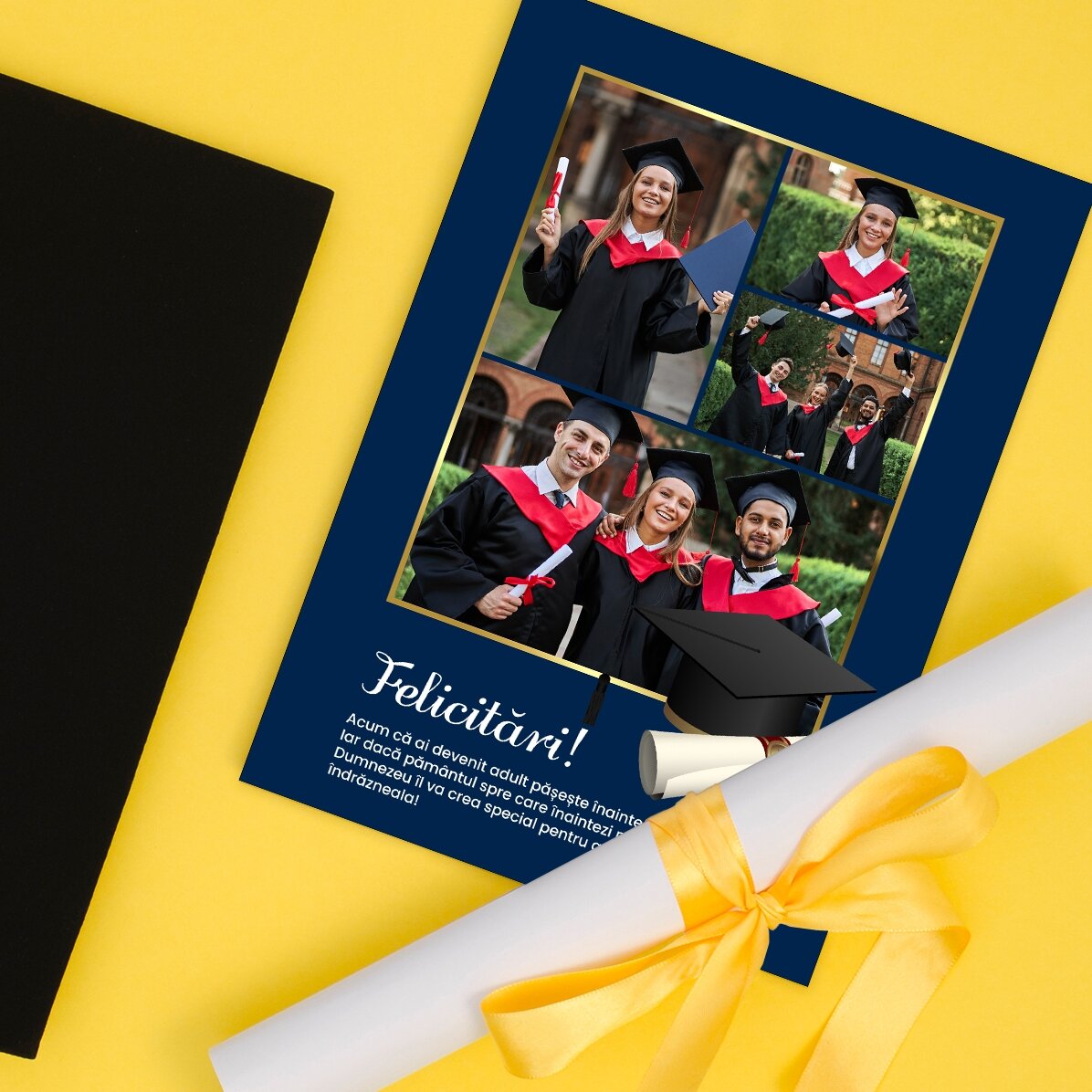 Personalizovaná karta se 4 fotografiemi a textem k promoci