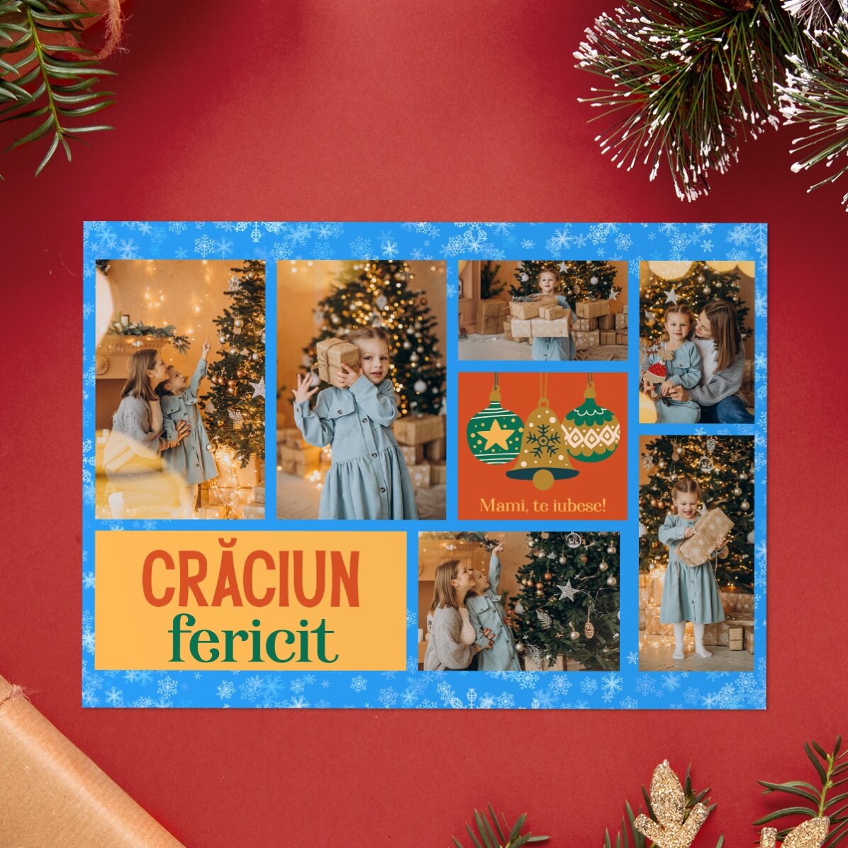 Personalizovaná kartička se 6 fotografiemi a textem – Holly Jolly