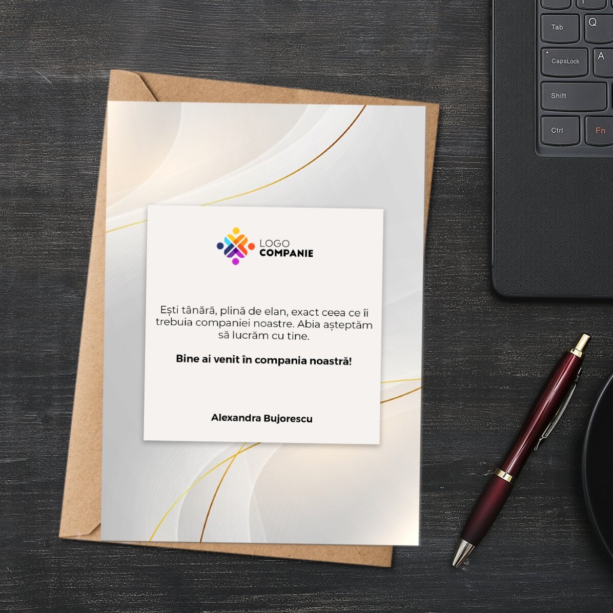 Personalizovaná karta s logem a textem – Welcome