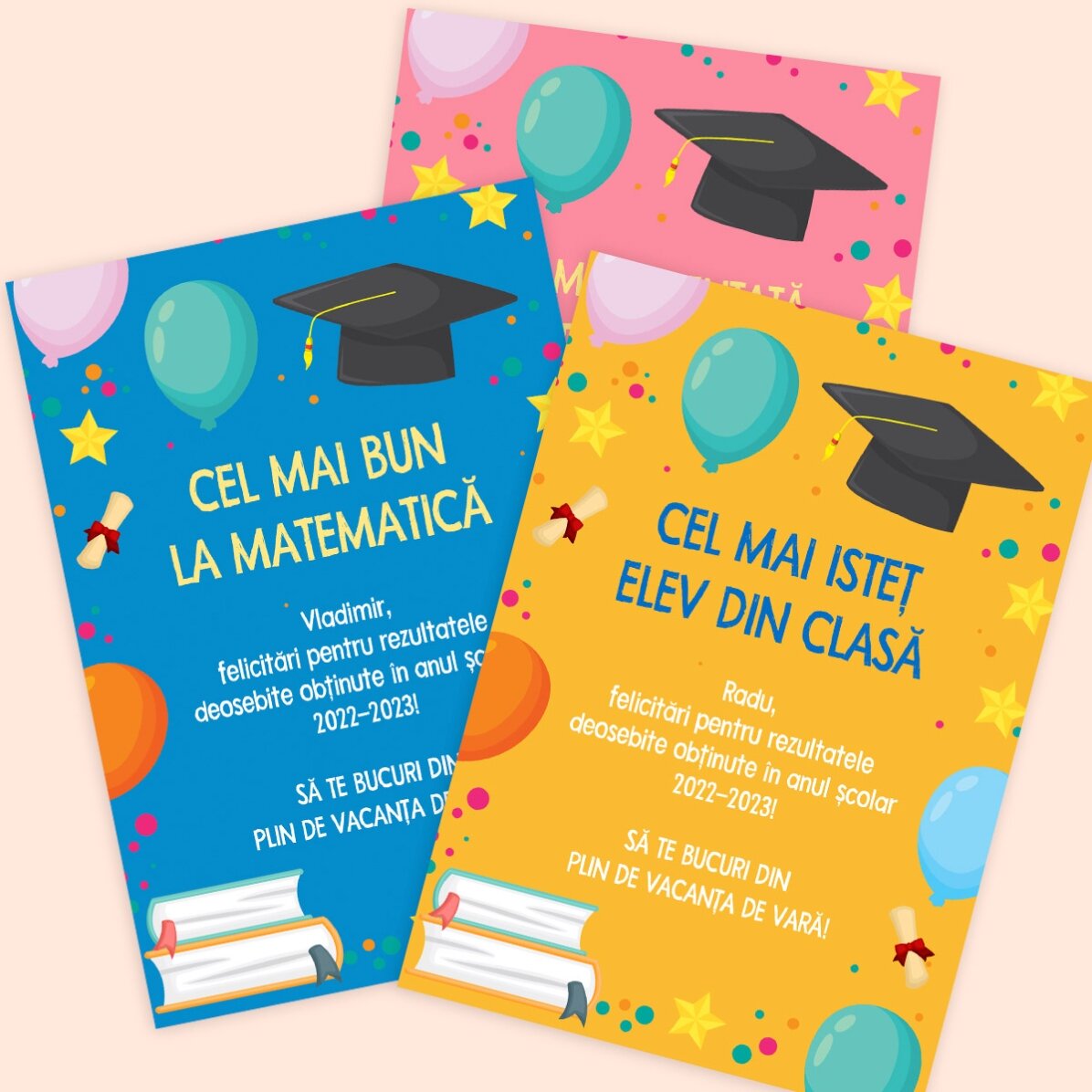 Personalised card with message for children - End of school year