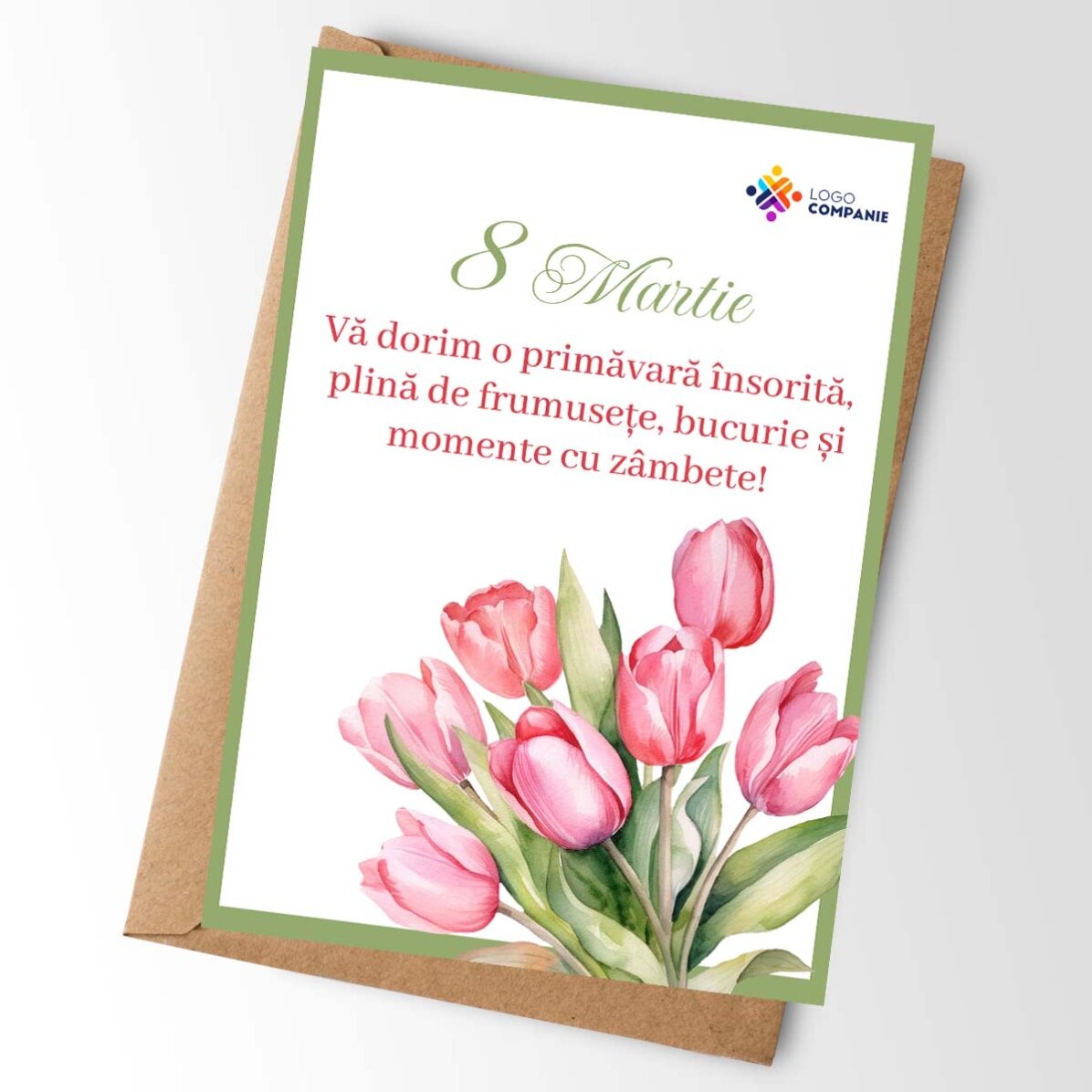 Personalizovaná karta s vzkazem a logem – Květiny