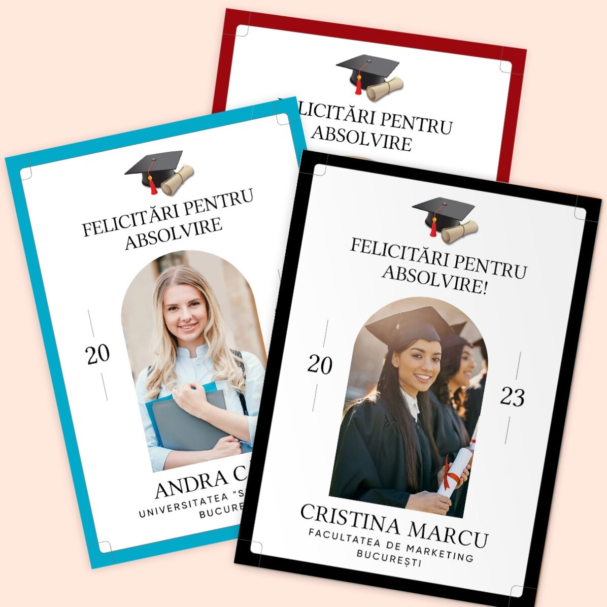 Personalizovaná karta s fotografií a textem k promoci