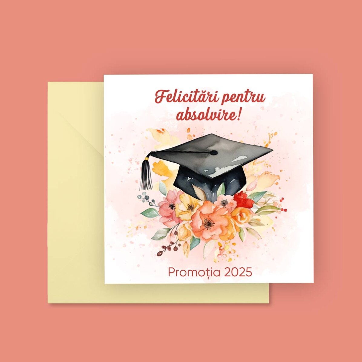 Čtvercová karta s vlastním textem – Gratulujeme!