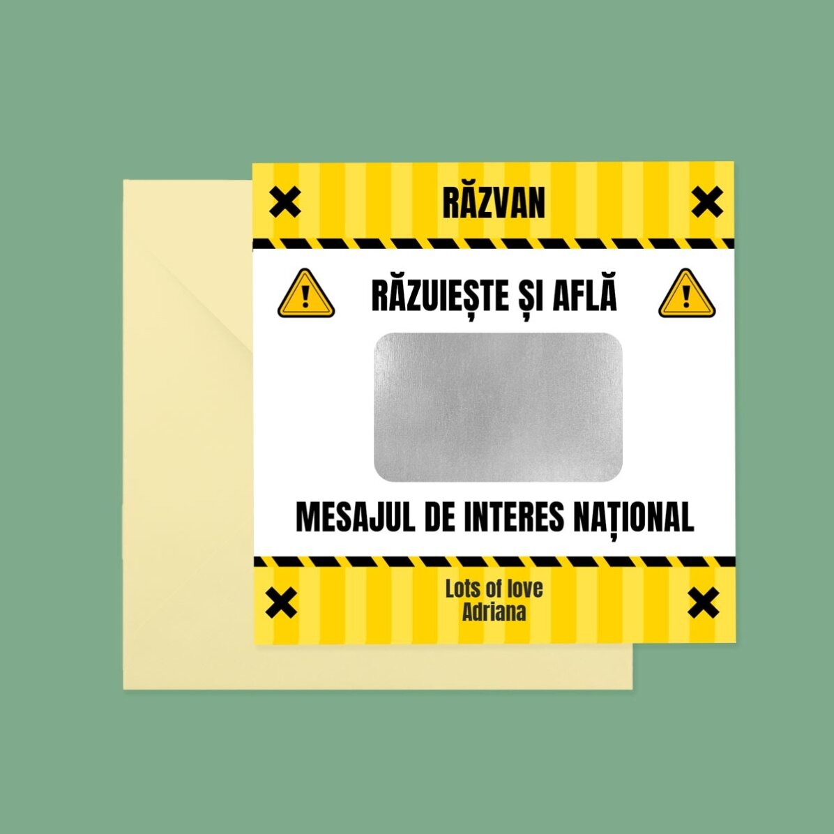 Personalizovaná stírací karta s textem – Interes National