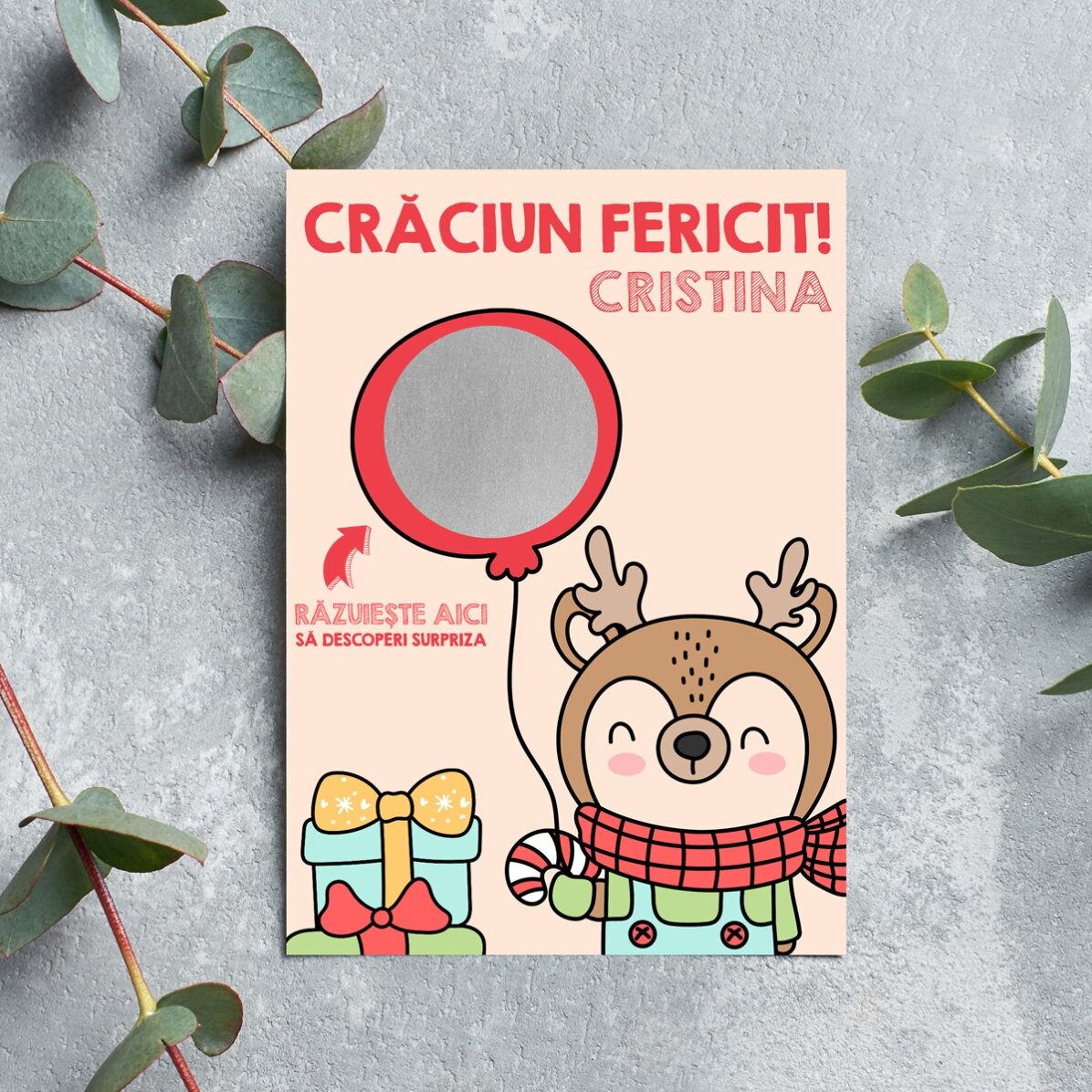 Vlastní vánoční stírací los – Sob s balónkem