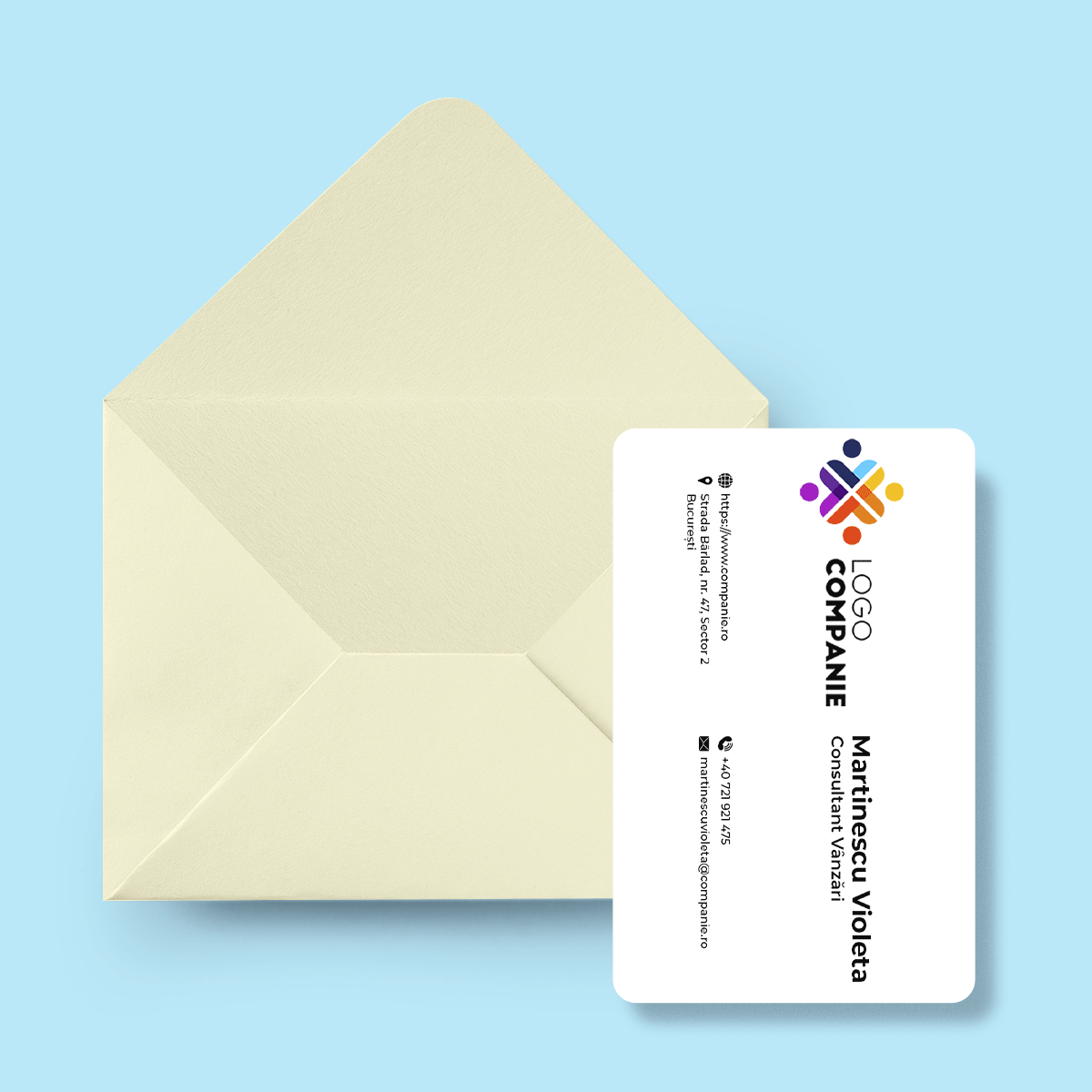 Personalizovaná hliníková vizitka s potiskem na obou stranách, s QR kódem a kontaktními údaji