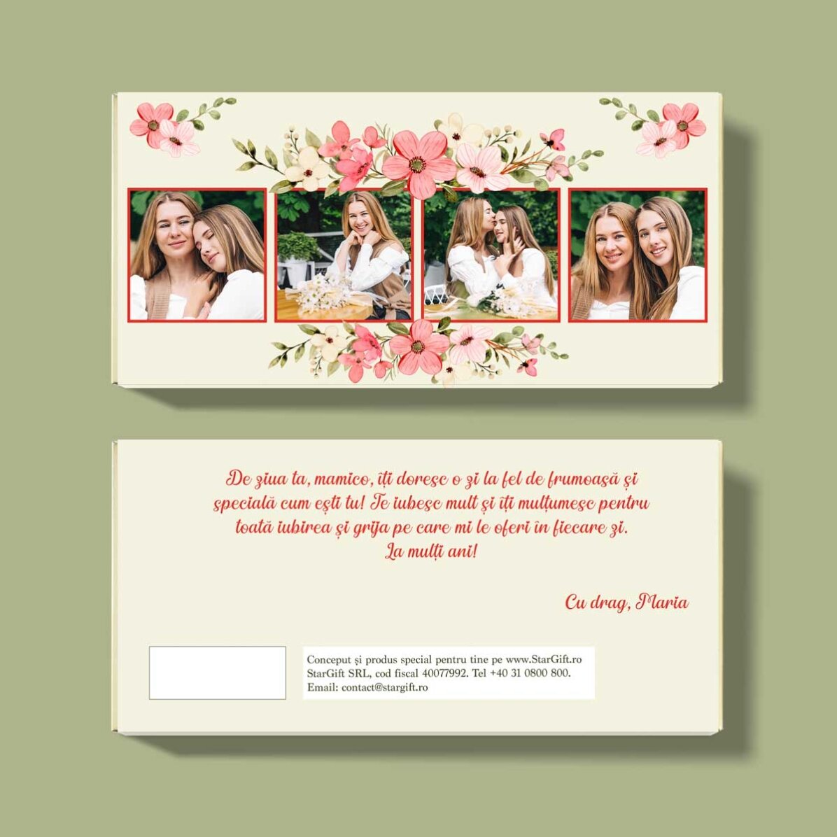 Čokoláda s 4 fotografiemi a vzkazem na míru – Flowers