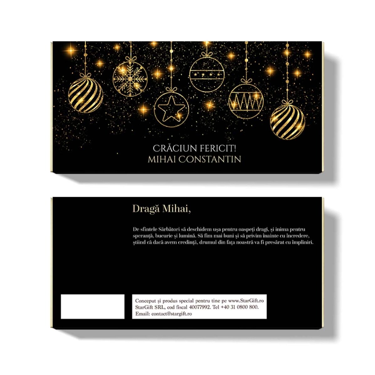 Čokoláda s osobním věnováním a vzkazem – Gold Christmas