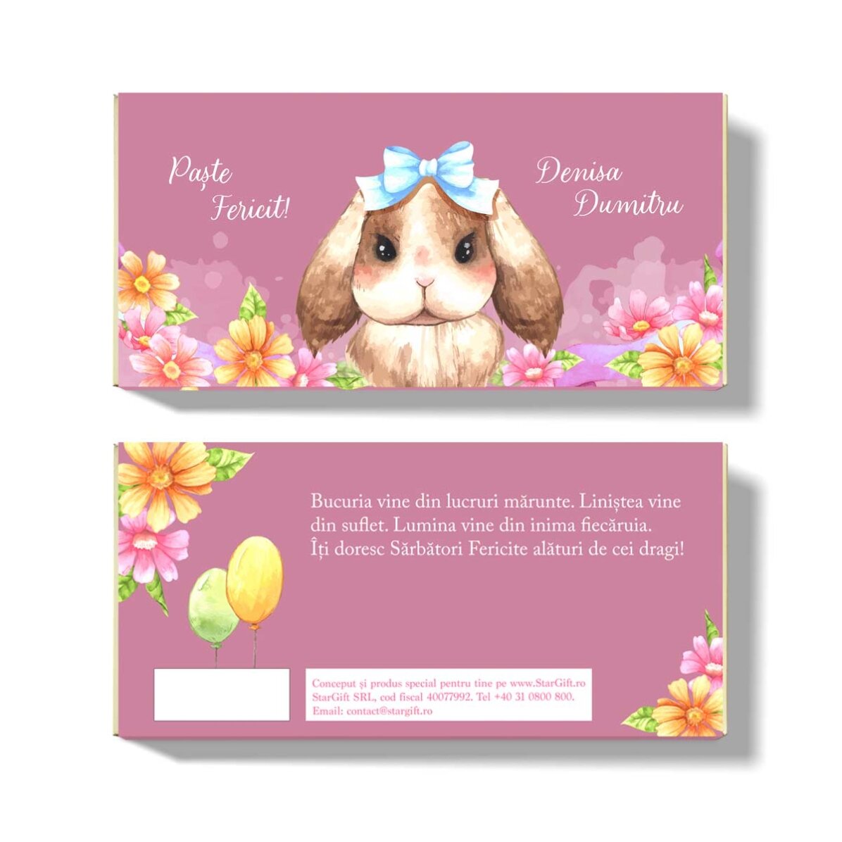 Čokoláda s vlastním textem – Cute Bunny
