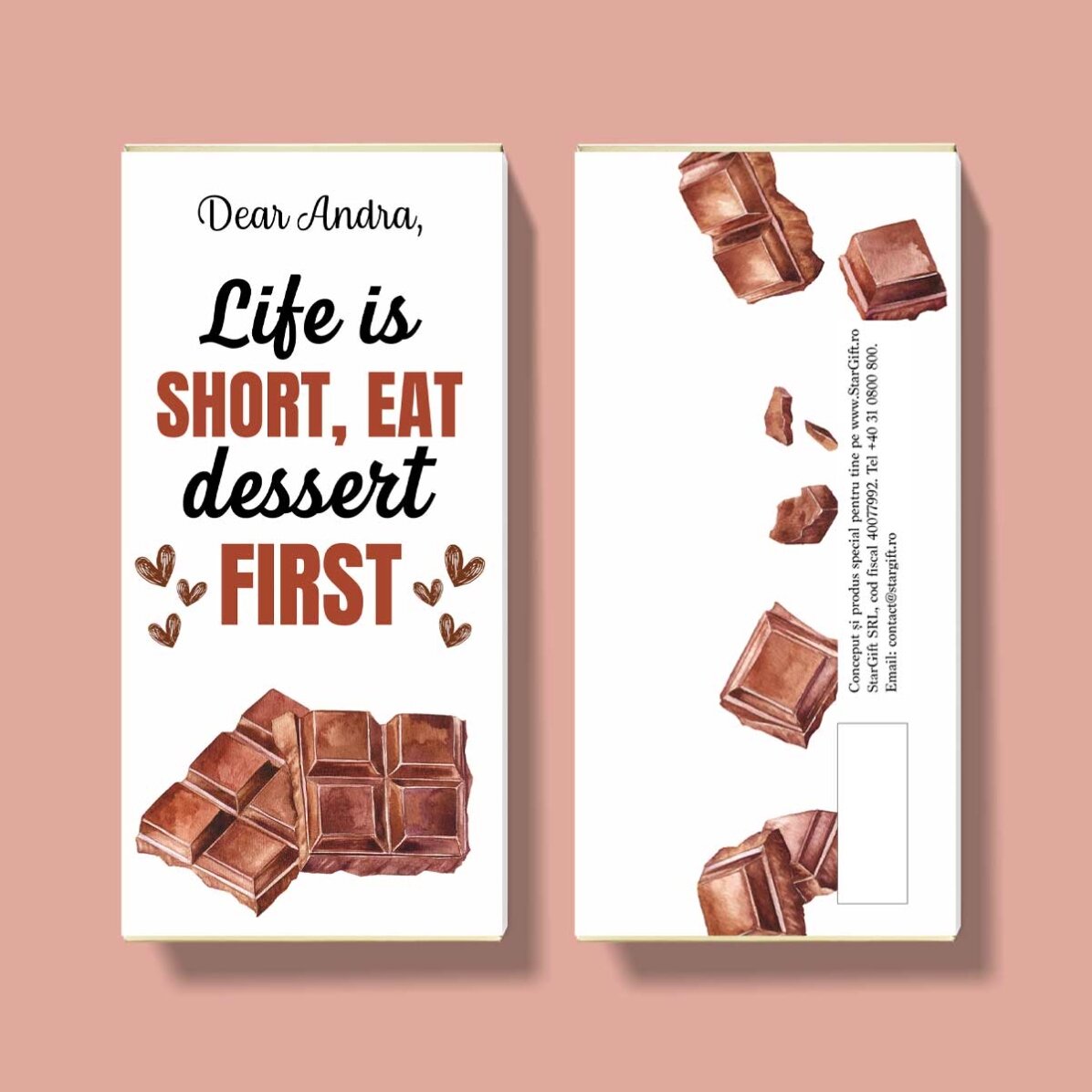 Čokoláda s vlastním textem – Life is short