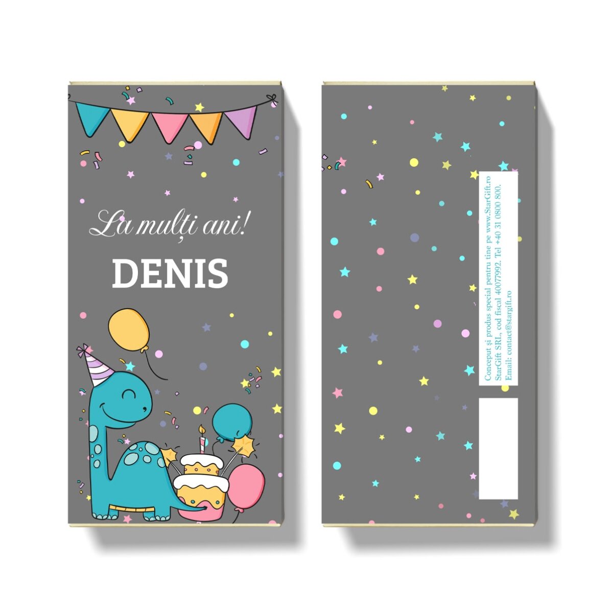 Čokoláda s vlastním textem pro děti – Happy Dino