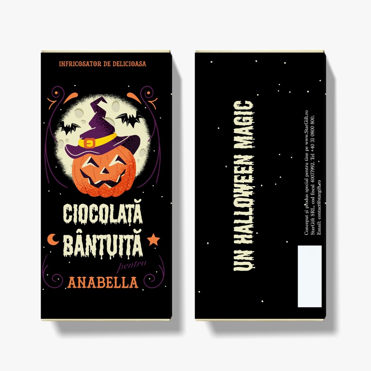 Čokoláda s vlastním textem na Halloween – Čokoláda s duchy
