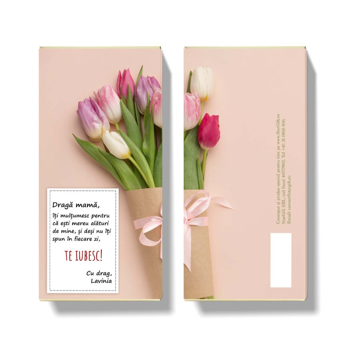 Čokoláda s vlastním textem – Kytice tulipánů