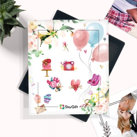 Krabička vzpomínek – 32 fotografií s vzkazem – svatební motiv